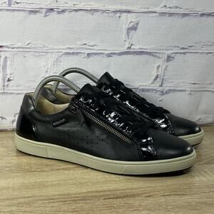 Mephisto Nikita Black Leather Zip Sneakers